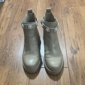 Copper Key Taupe Pearl-Studded Lug Boots